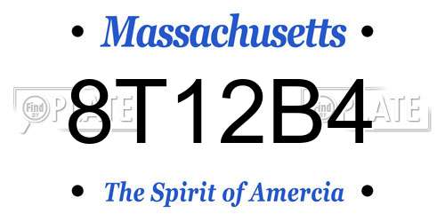 8T12B4 Massachusetts License Plate