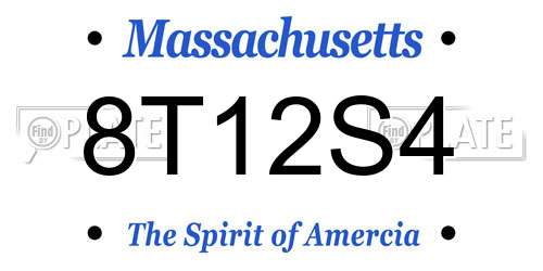 8T12S4 Massachusetts License Plate