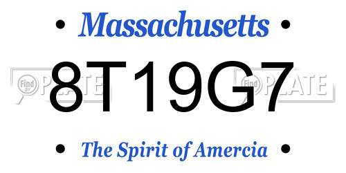 8T19G7 Massachusetts License Plate