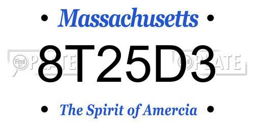 8T25D3 Massachusetts License Plate