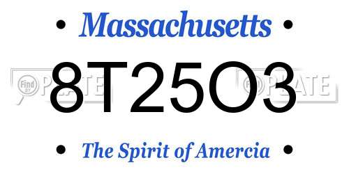 8T25O3 Massachusetts License Plate