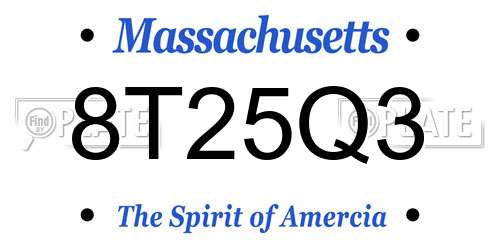 8T25Q3 Massachusetts License Plate