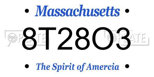 8T28O3 Massachusetts License Plate