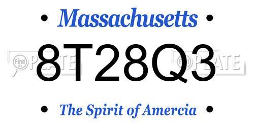 8T28Q3 Massachusetts License Plate