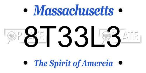 8T33L3 Massachusetts License Plate
