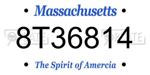 8T36814 Massachusetts License Plate