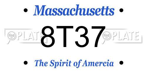 8T37 Massachusetts License Plate