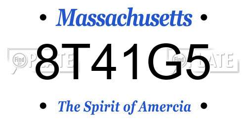 8T41G5 Massachusetts License Plate