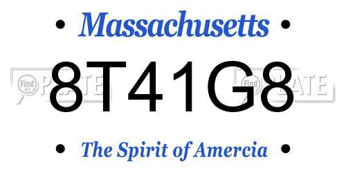 8T41G8 Massachusetts License Plate