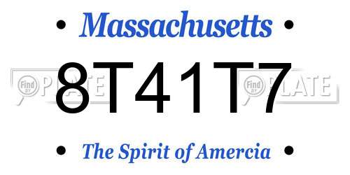 8T41T7 Massachusetts License Plate