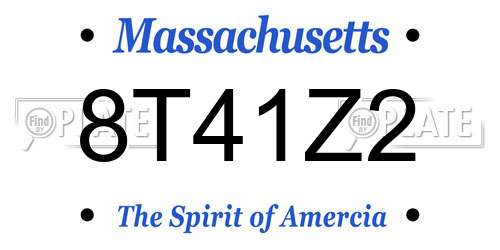 8T41Z2 Massachusetts License Plate