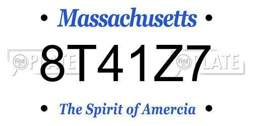 8T41Z7 Massachusetts License Plate