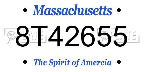 8T42655 Massachusetts License Plate