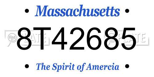8T42685 Massachusetts License Plate