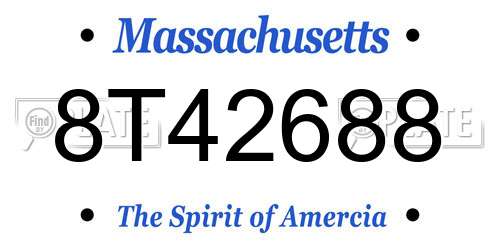 8T42688 Massachusetts License Plate