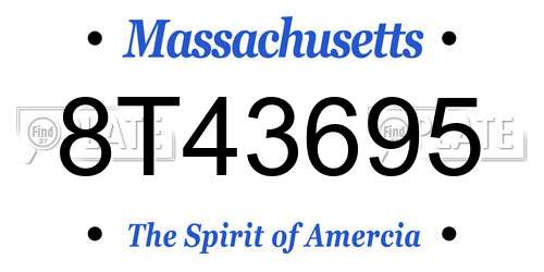 8T43695 Massachusetts License Plate