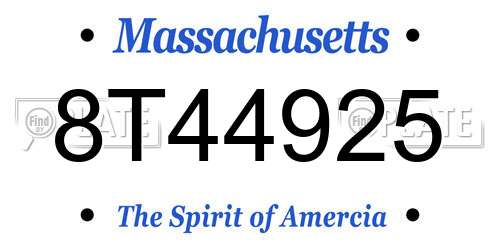 8T44925 Massachusetts License Plate