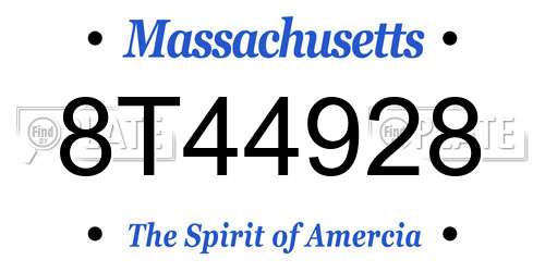 8T44928 Massachusetts License Plate