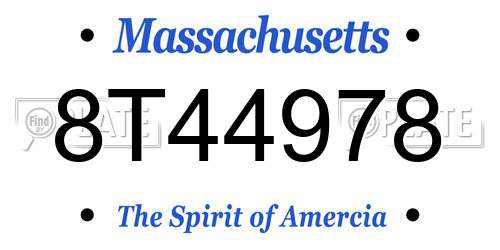 8T44978 Massachusetts License Plate
