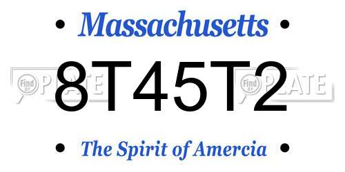 8T45T2 Massachusetts License Plate