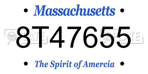 8T47655 Massachusetts License Plate