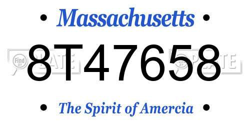 8T47658 Massachusetts License Plate