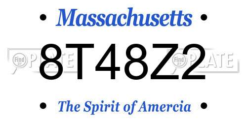 8T48Z2 Massachusetts License Plate