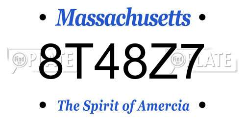 8T48Z7 Massachusetts License Plate