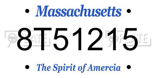 8T51215 Massachusetts License Plate