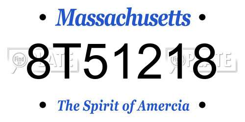 8T51218 Massachusetts License Plate