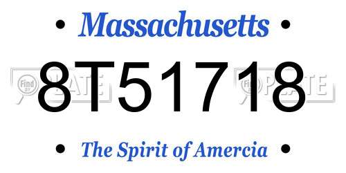 8T51718 Massachusetts License Plate