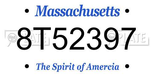 8T52397 Massachusetts License Plate