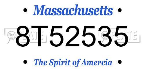8T52535 Massachusetts License Plate