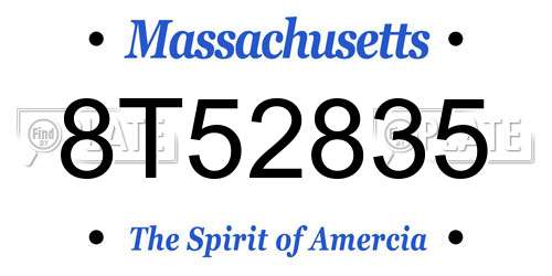 8T52835 Massachusetts License Plate