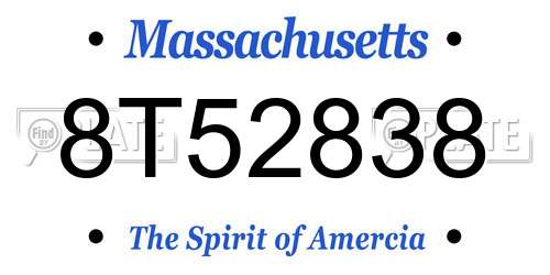 8T52838 Massachusetts License Plate