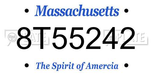 8T55242 Massachusetts License Plate