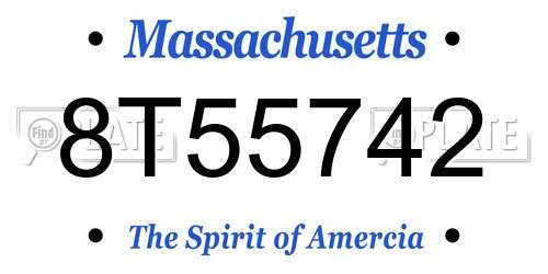 8T55742 Massachusetts License Plate