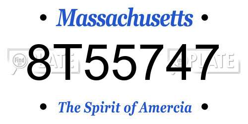 8T55747 Massachusetts License Plate