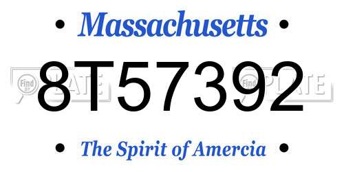 8T57392 Massachusetts License Plate