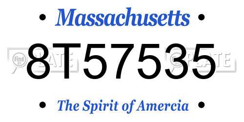 8T57535 Massachusetts License Plate