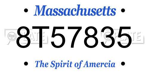 8T57835 Massachusetts License Plate