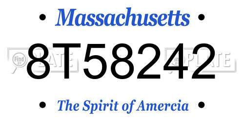 8T58242 Massachusetts License Plate