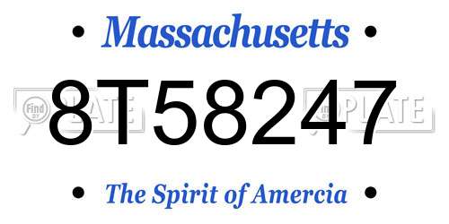 8T58247 Massachusetts License Plate