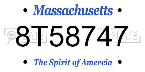 8T58747 Massachusetts License Plate