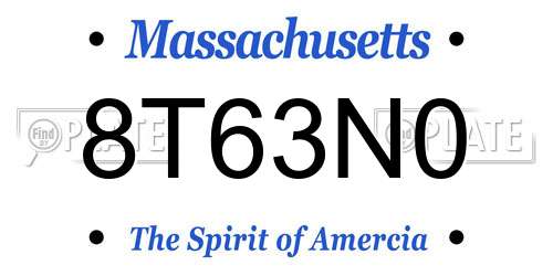 8T63N0 Massachusetts License Plate