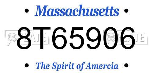 8T65906 Massachusetts License Plate
