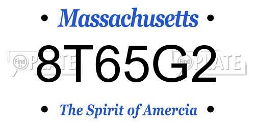 8T65G2 Massachusetts License Plate