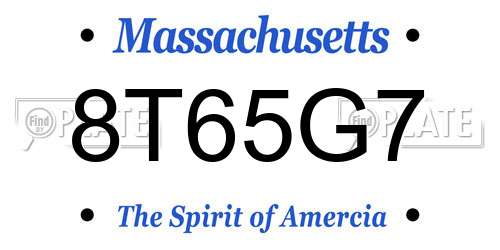 8T65G7 Massachusetts License Plate