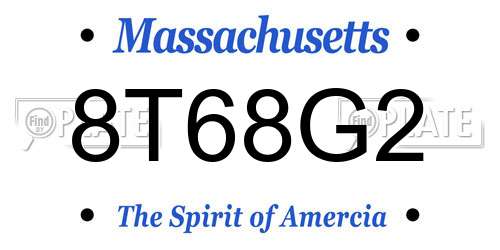 8T68G2 Massachusetts License Plate