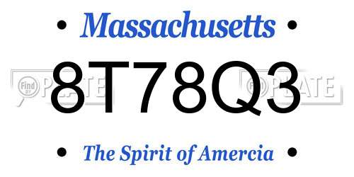 8T78Q3 Massachusetts License Plate